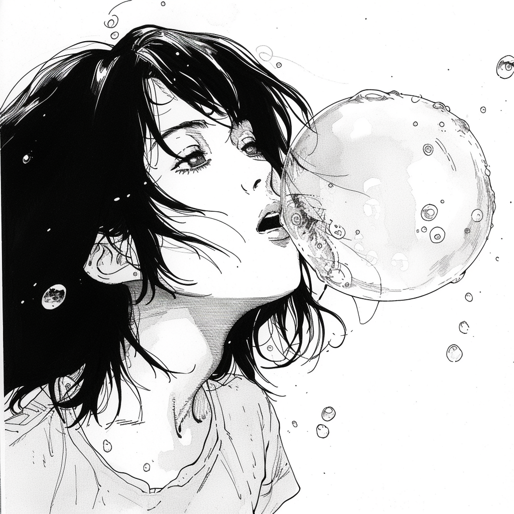 Disappointed girl reaching for bubble