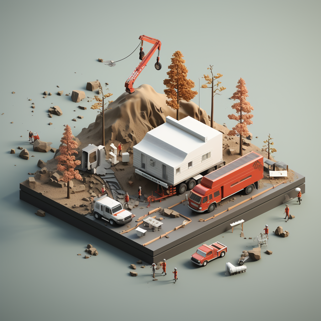 Isometric Disaster Recovery Job Site