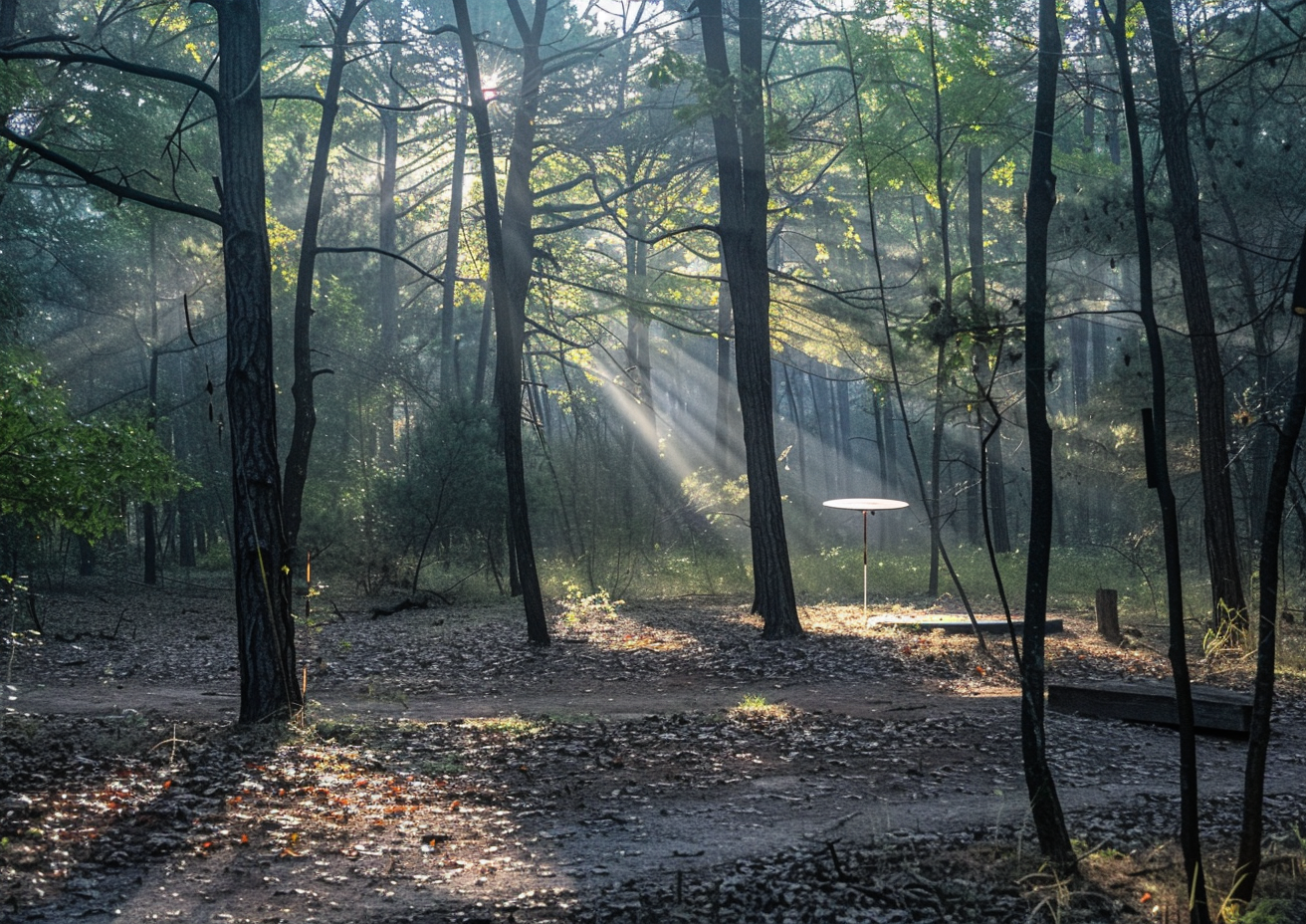 Disc Golf Forest Morning Light Rays