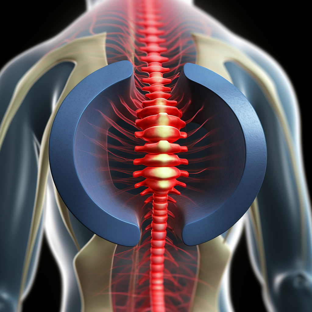 Illustration of disc herniation in spine