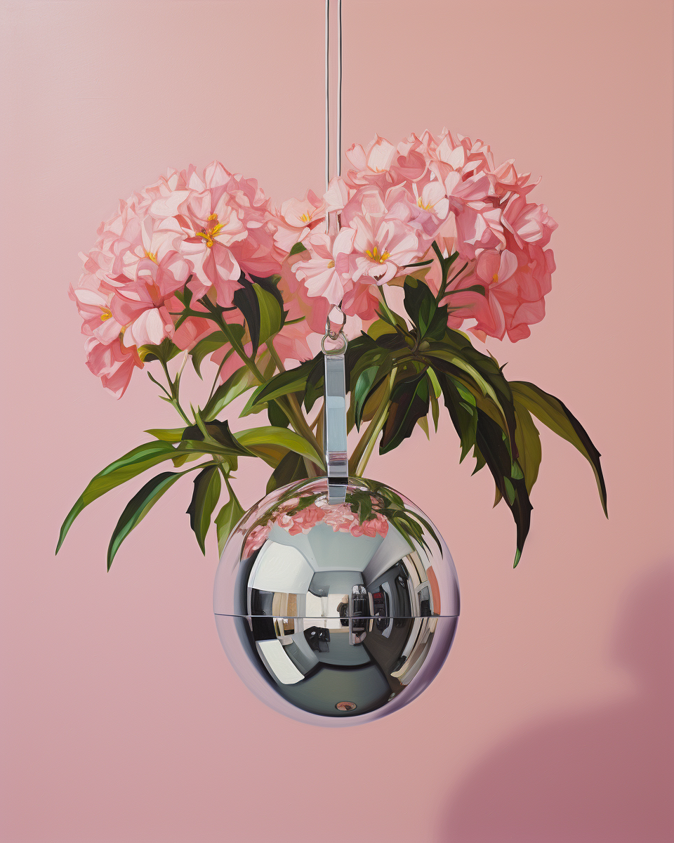 Disco Ball Hanging Planter with Modern Flowers