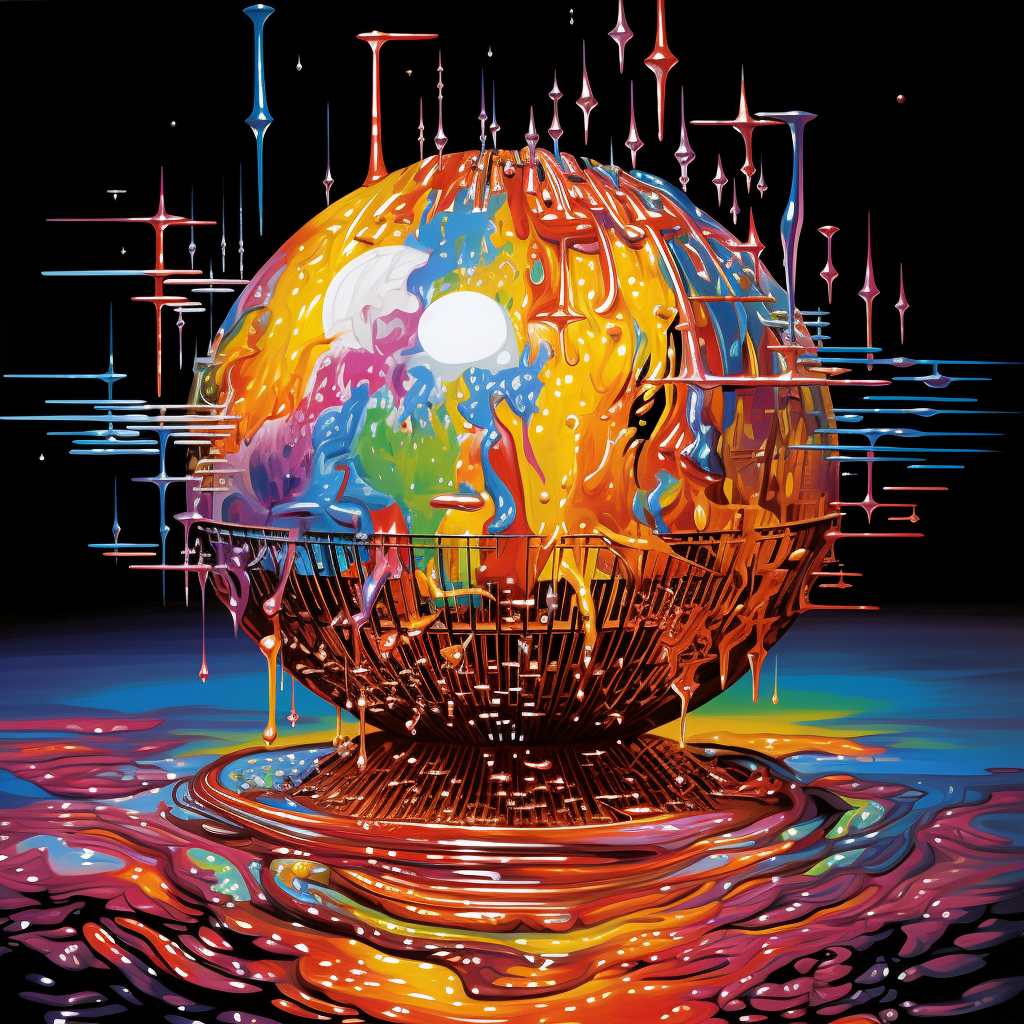 Disco ball melting psychedelic art