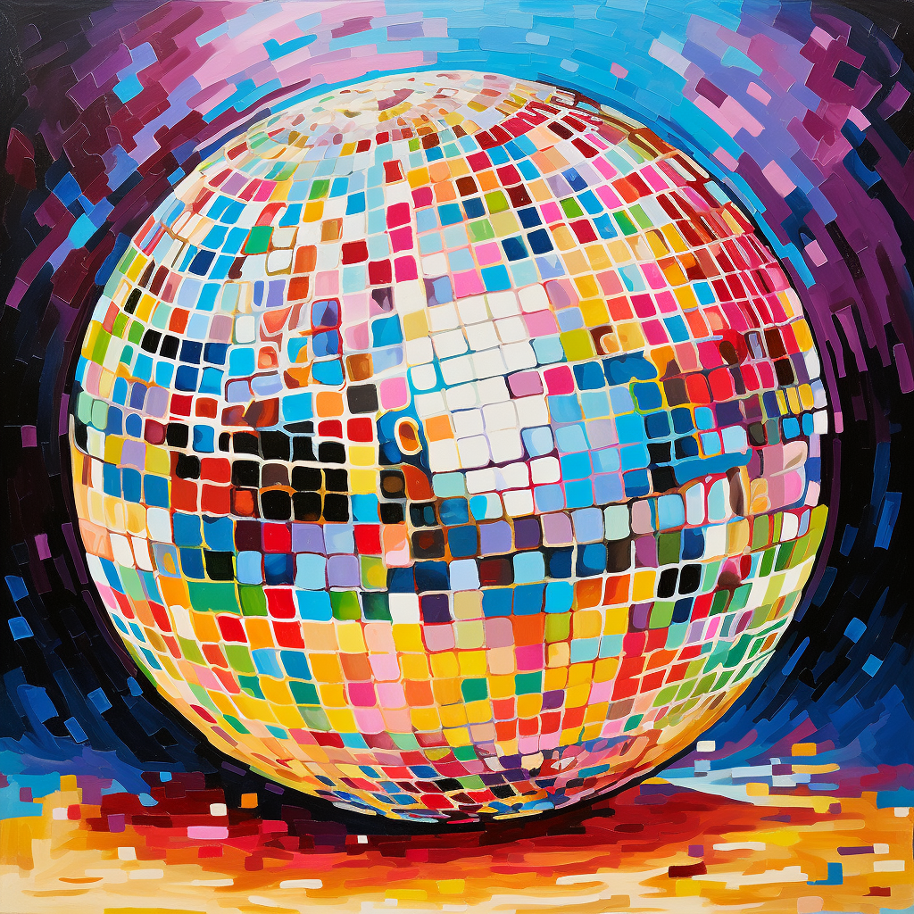 Colorful disco ball painting artwork