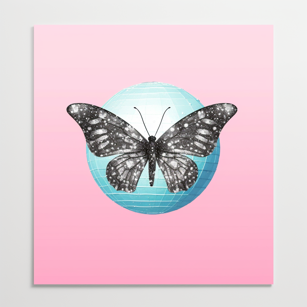 Cute disco ball print with butterfly