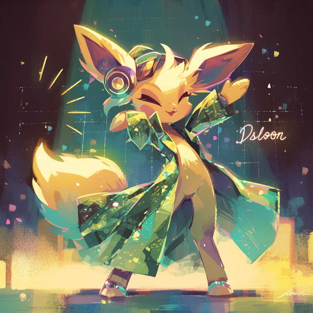 cute disco Leafeon Pokemon vibes