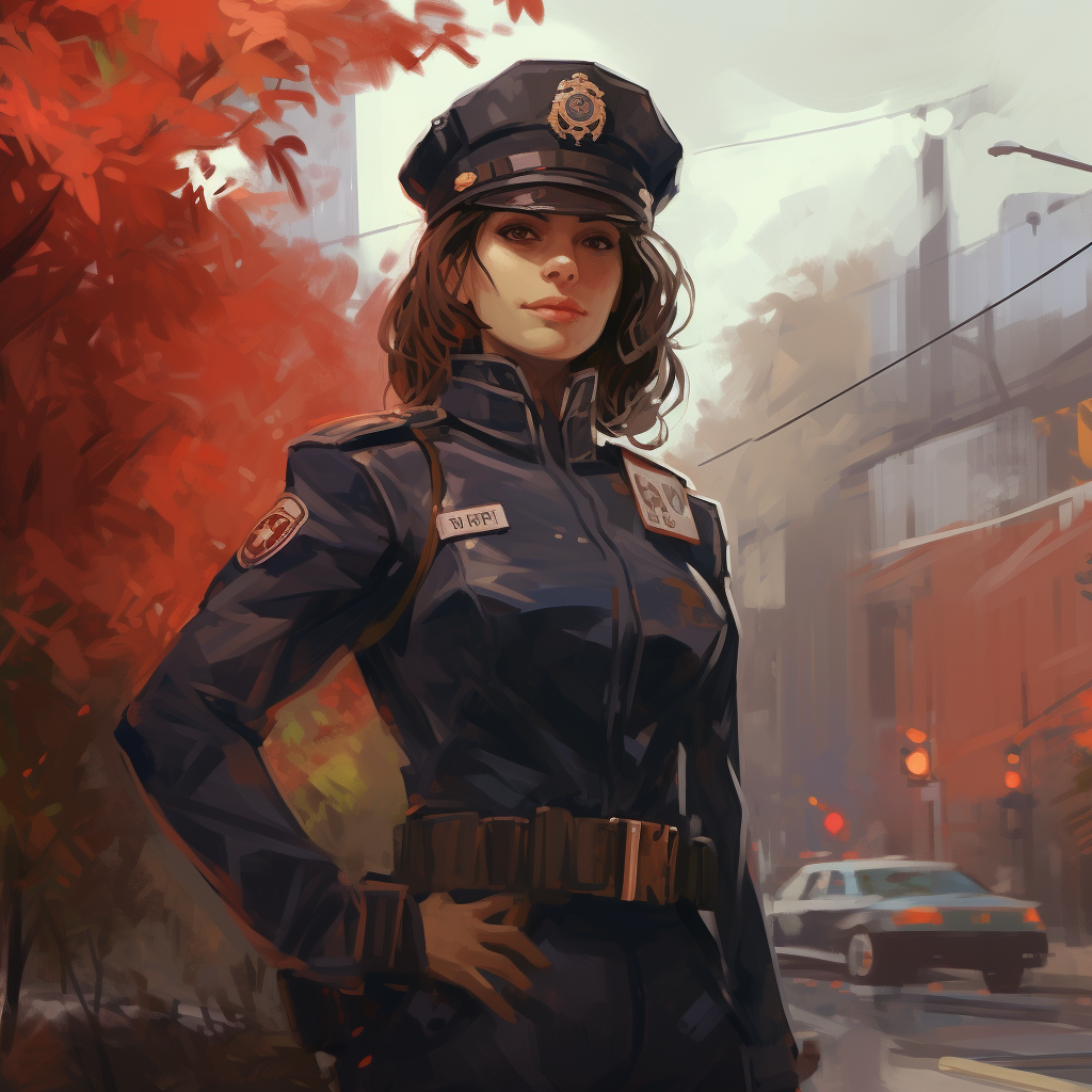 Image of Plain Female Police Officer in Disco Elysium Style
