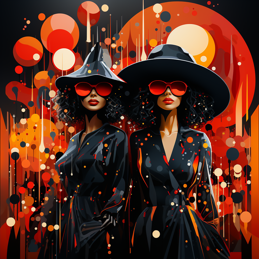 Disco witches illustration with vibrant colors