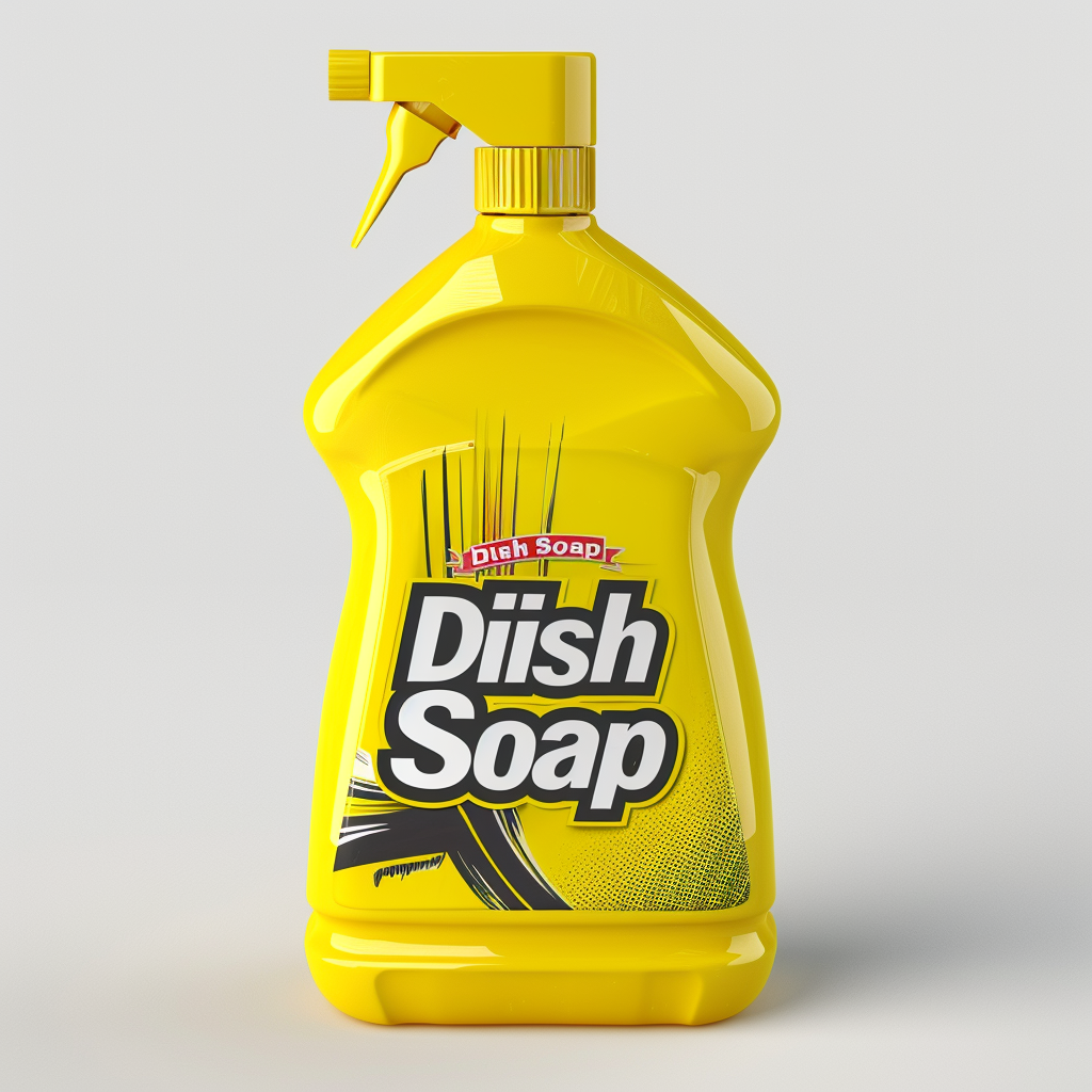 Yellow Dish Soap Detergent Bottle