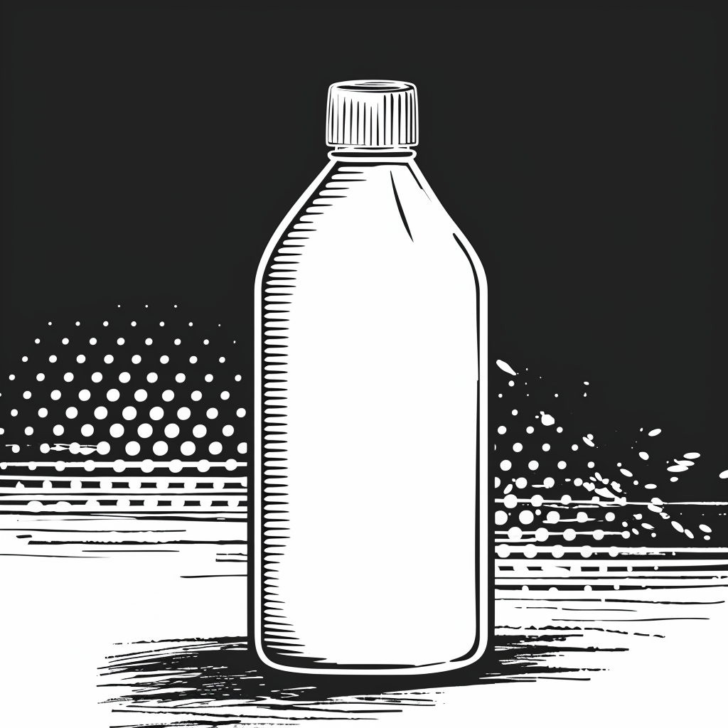 Dishwashing liquid bottle comic book art