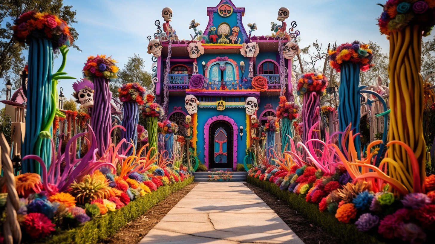 Center Memorial House in Dia de los Muertos Cemetery