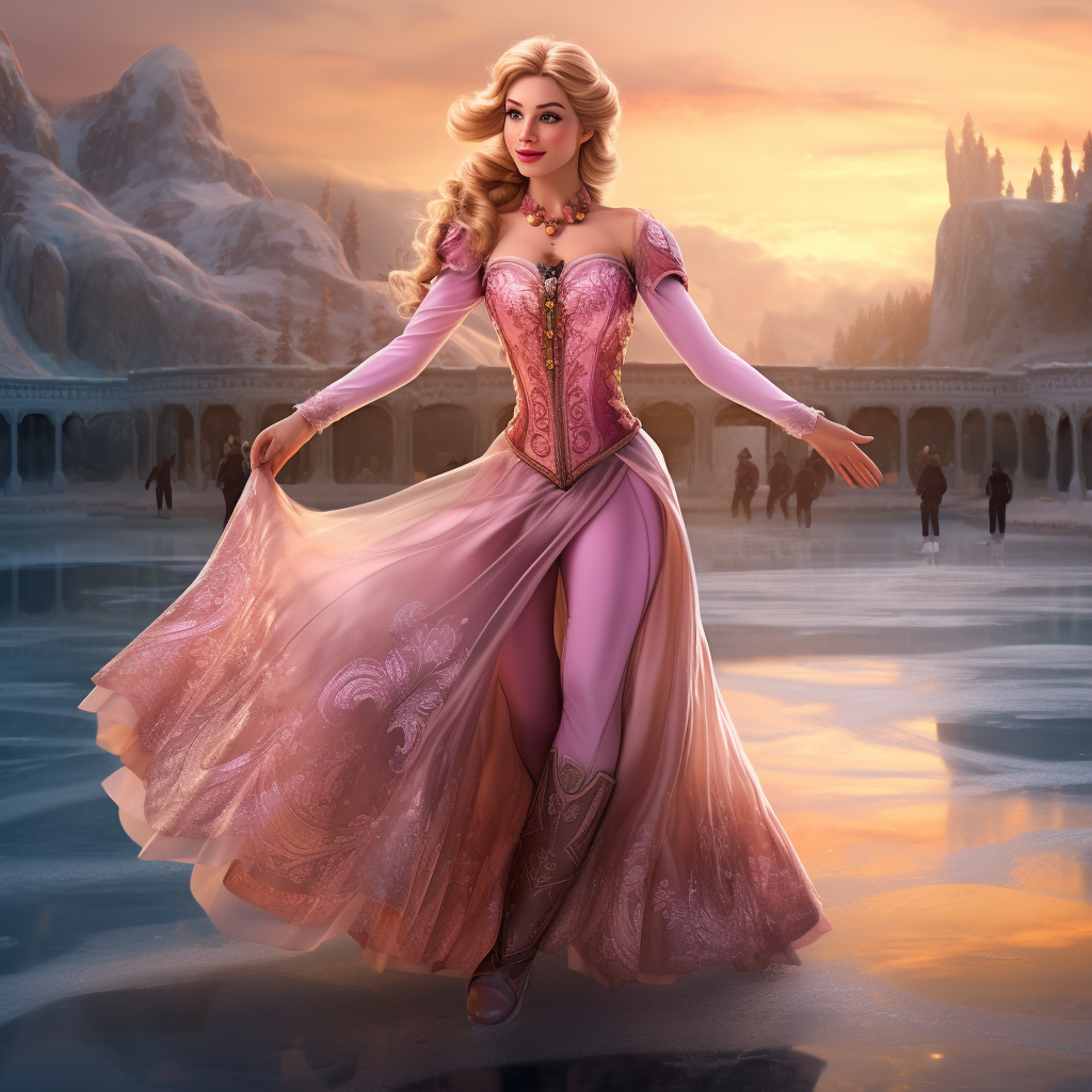 Disney Princess Aurora Ice Skating Frozen Lake