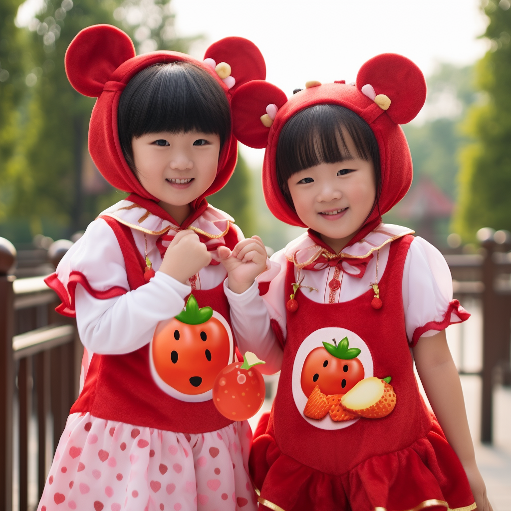 Cute Disney Strawberry Bear Style Chinese Kids