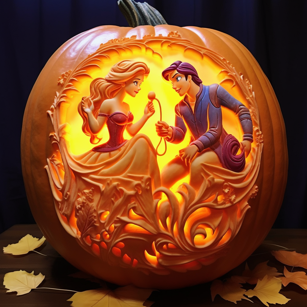 Disney-style pumpkin carving characters