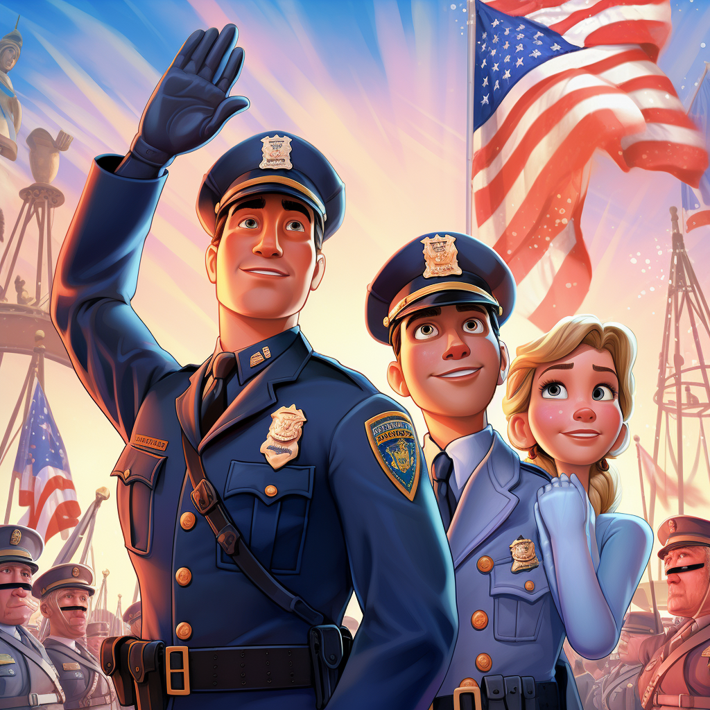 Disney animated film cover with patriotic flag salute