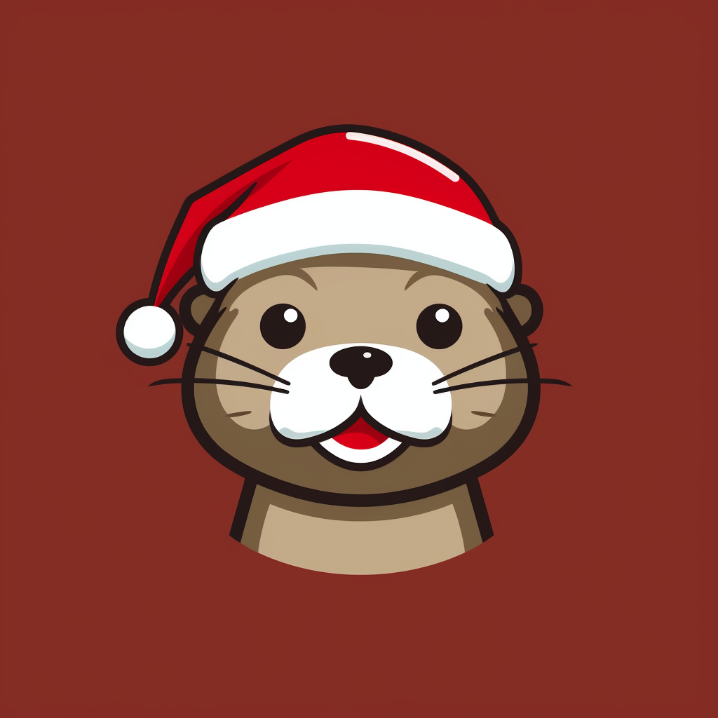 Cute Disney-inspired cartoon otter with Christmas hat