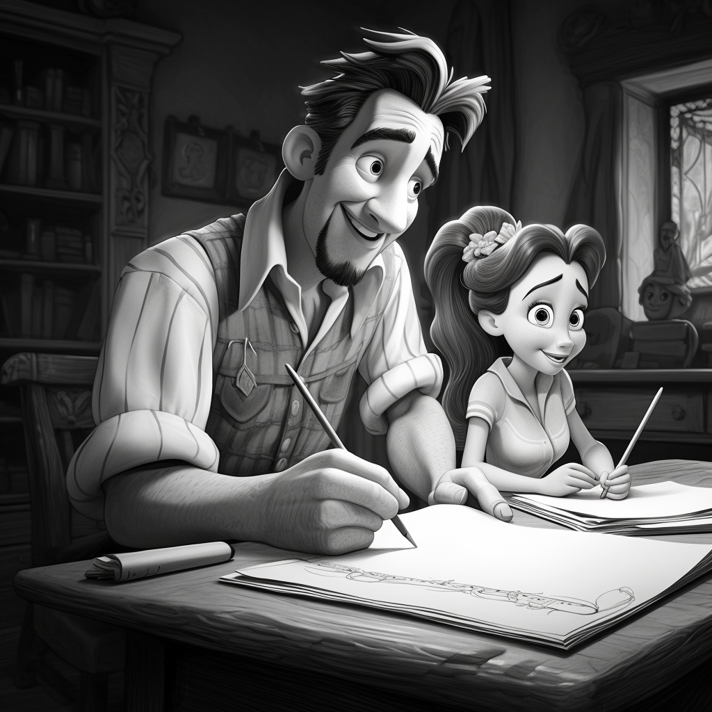 Disney cartoon pencil drawing