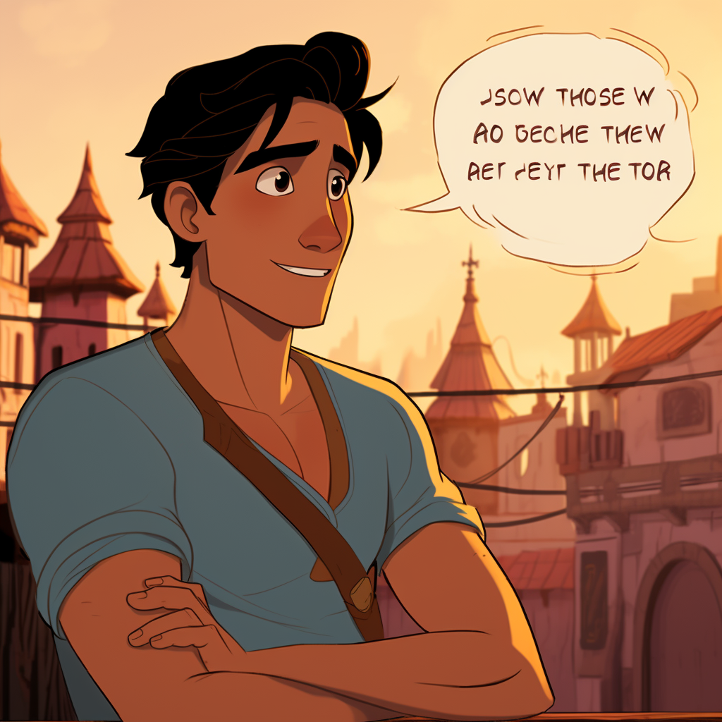 Young Indian person in Disney comic style with speech bubble