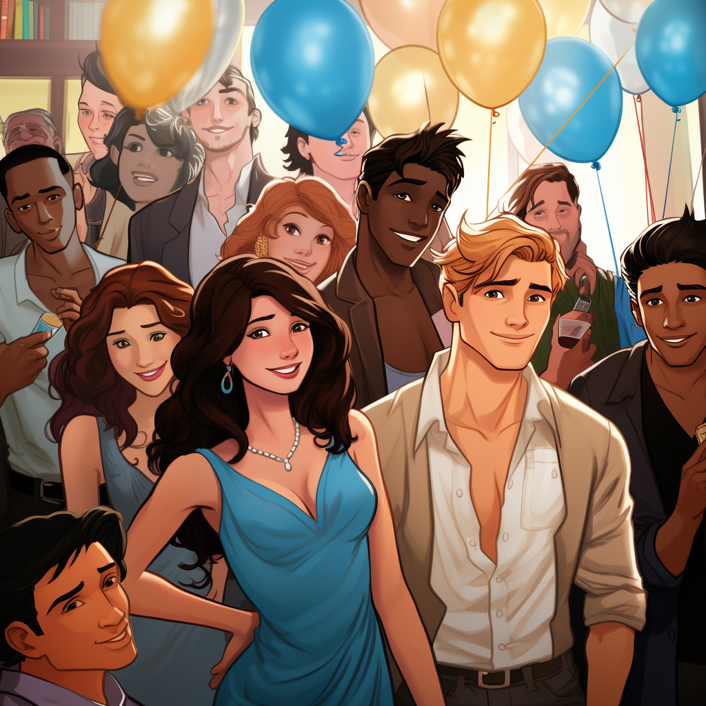 Indian guy in denim shirt and jeans at Disney comic party