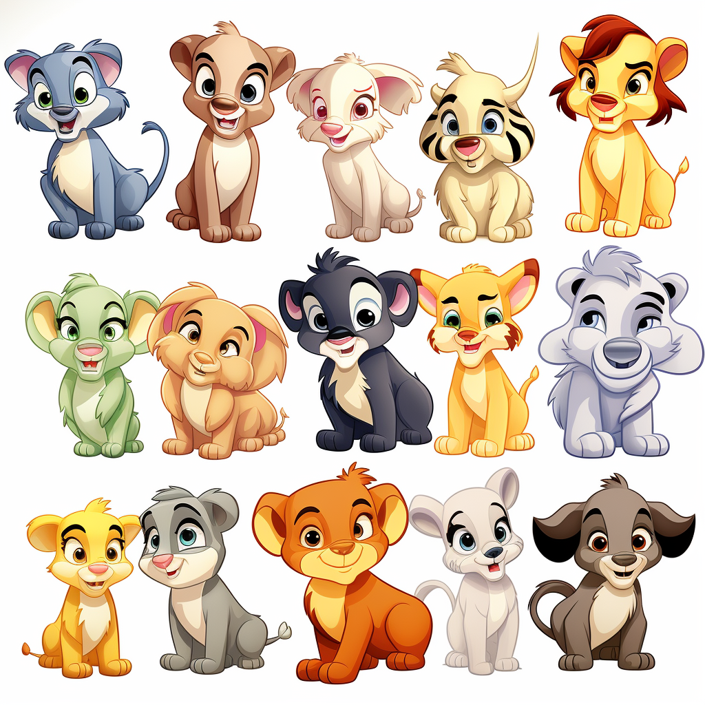 Cute Cartoon Animals in Disney Style