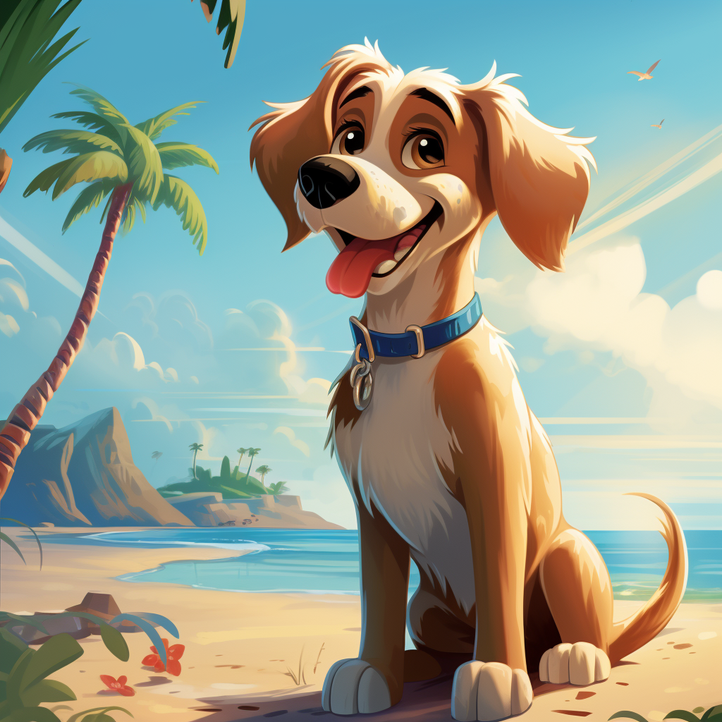 Disney-inspired dog at the beach clipart