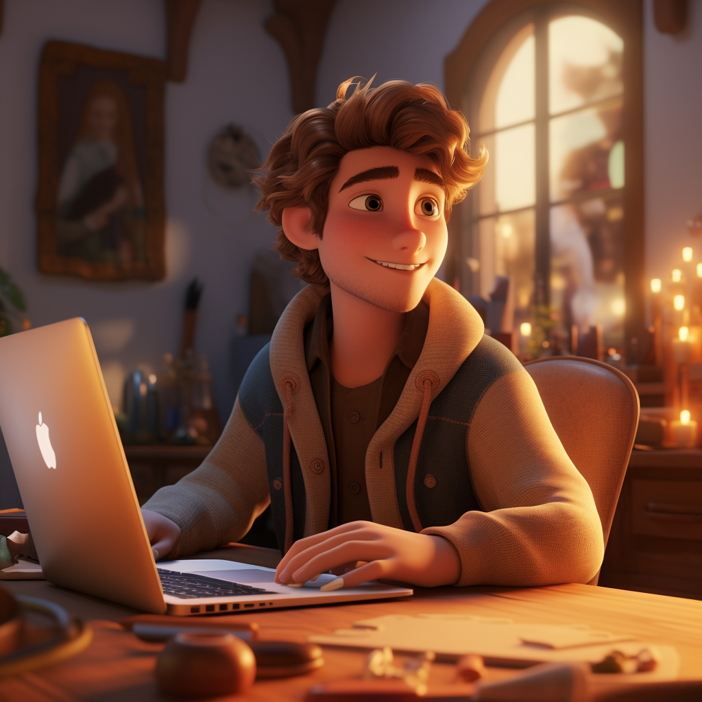 Graphic designer freelancer in Disney animated 3D