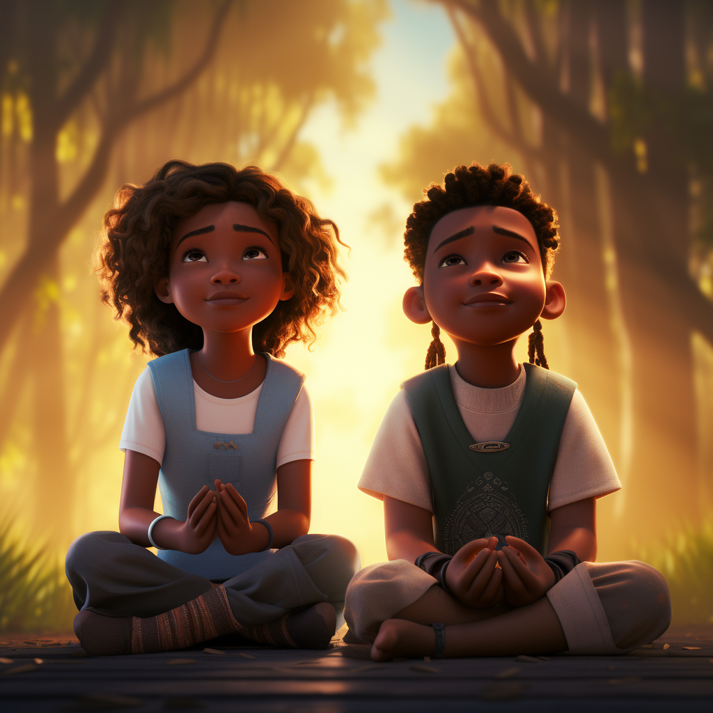 Two Disney Kids Meditating Peacefully