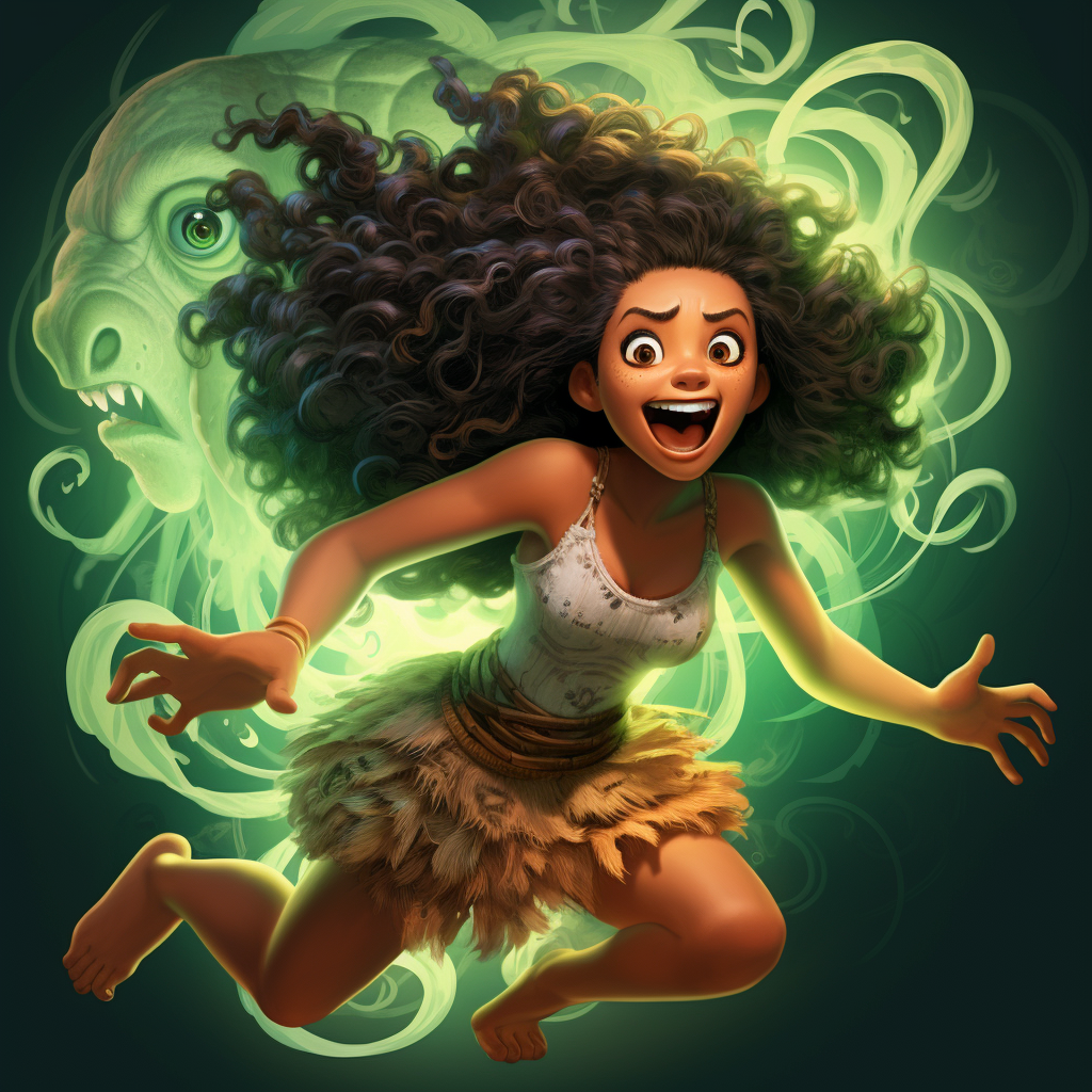 Disney Moana running from tap dancing monster