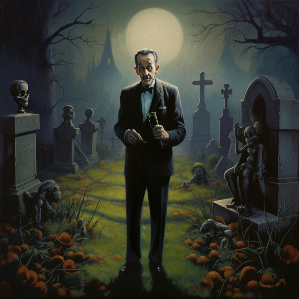 Spooky Walt Disney in Cemetery