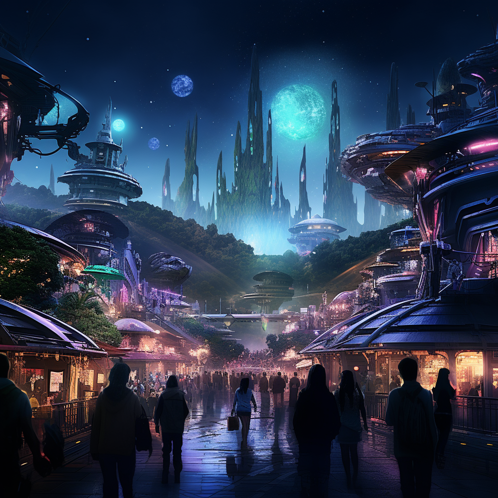 Disneyland's futuristic cyberpunk galaxy adventure