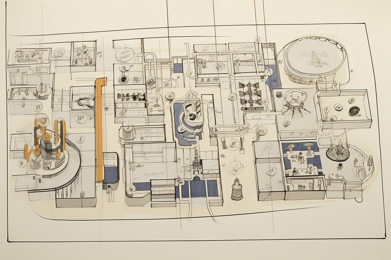 Isometric drawing of Disneyland Small World Ride