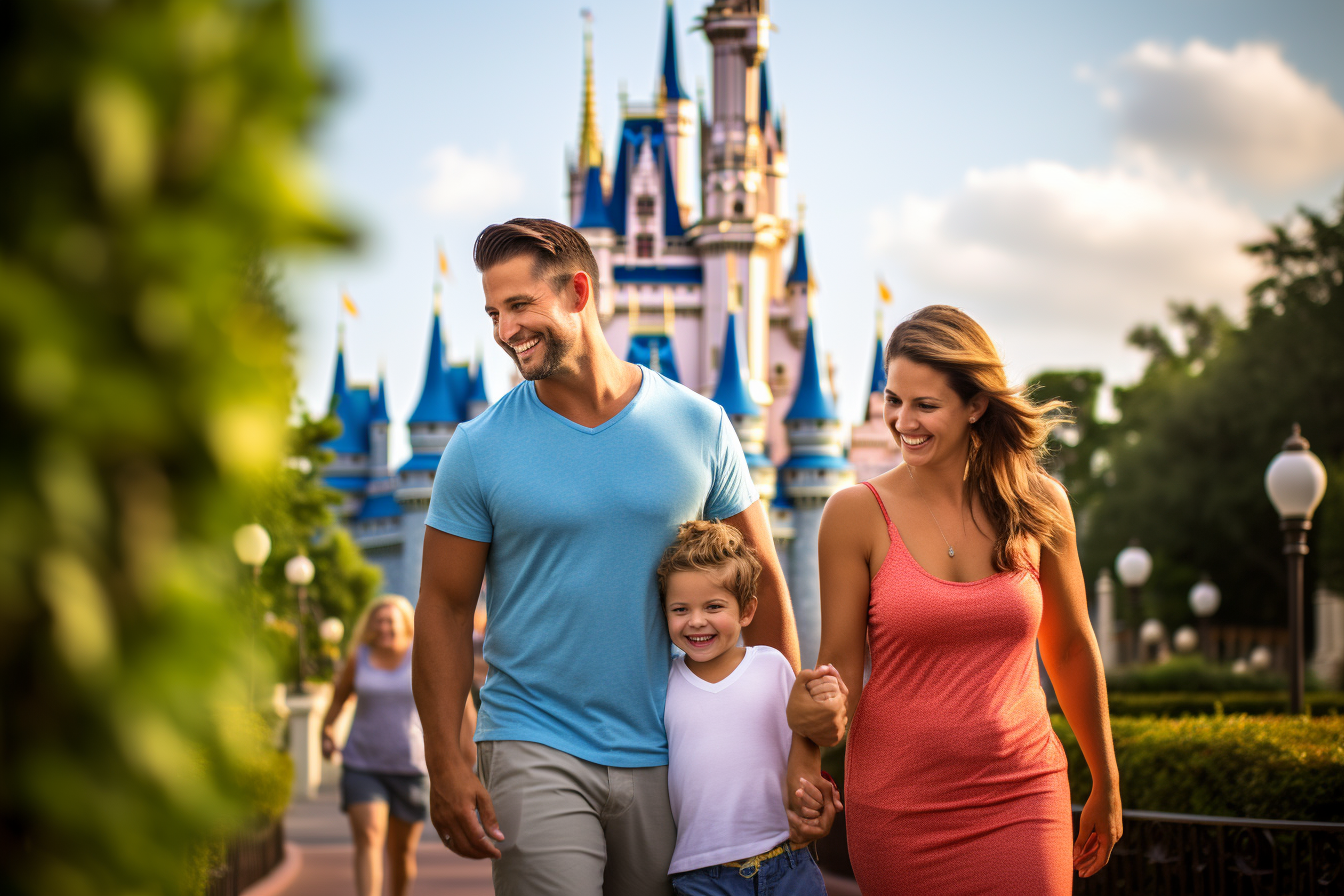 Happy family enjoying Disneyworld adventure