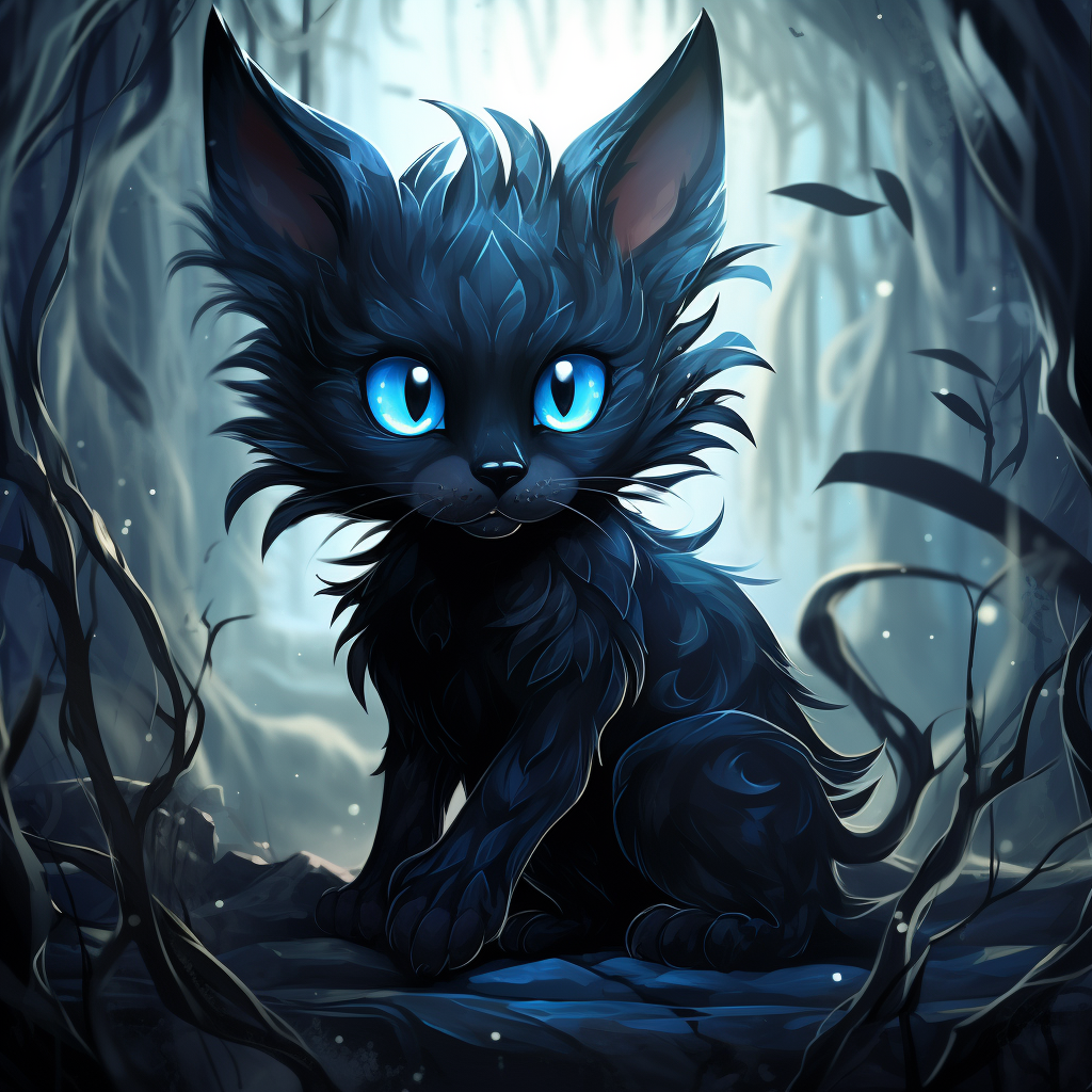 Cute kitten with blue eyes and four tails