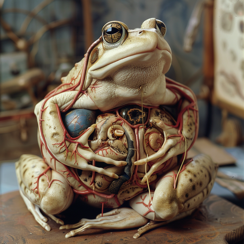 Realistic dissected frog anatomy