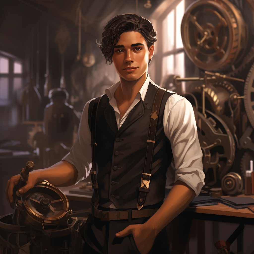 Handsome man with pistols, automata, and watches