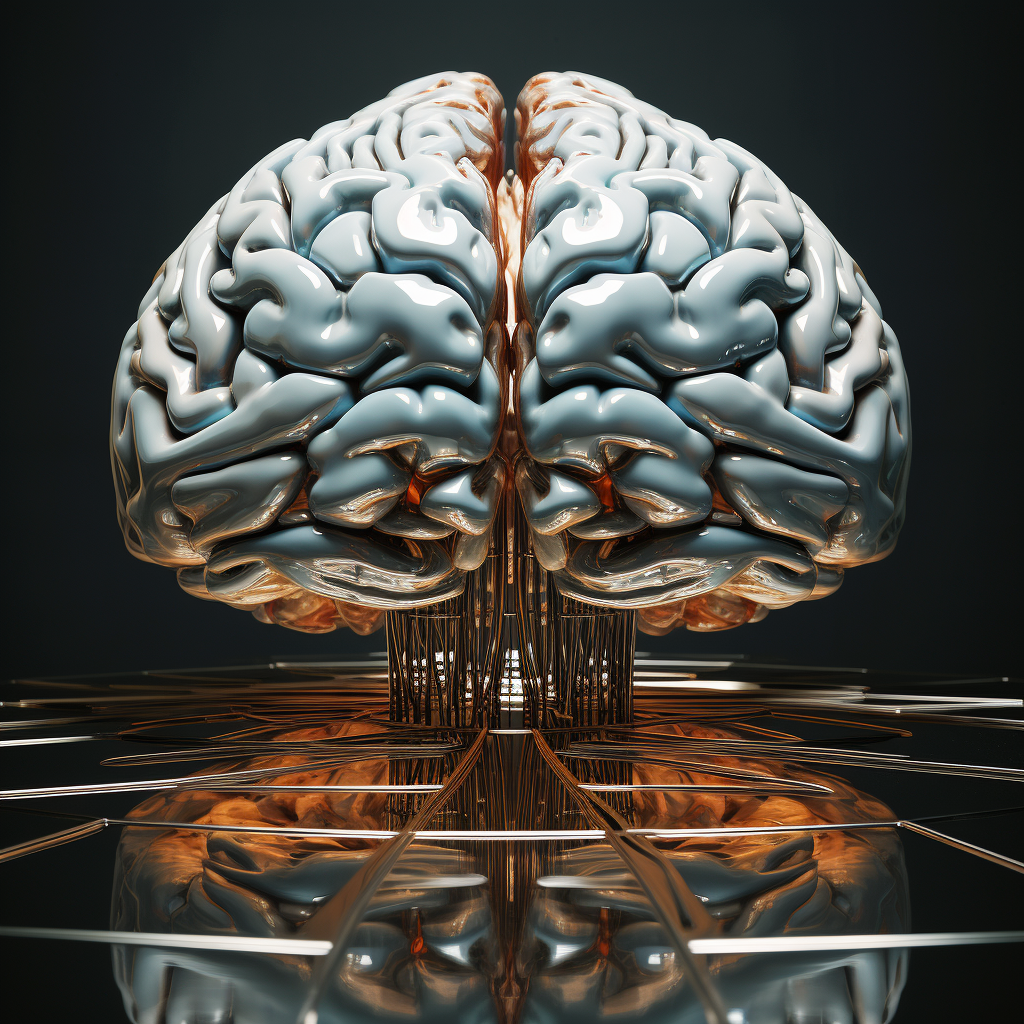 Abstract human brain trapped in mirror effects