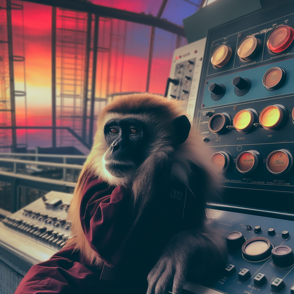 Distressed capuchin monkey on nuclear control