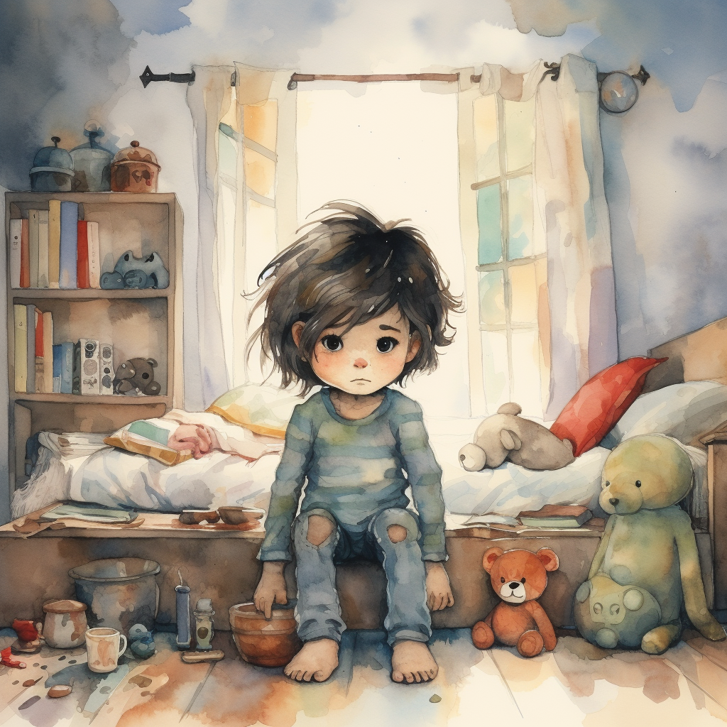 distressed child watercolor room