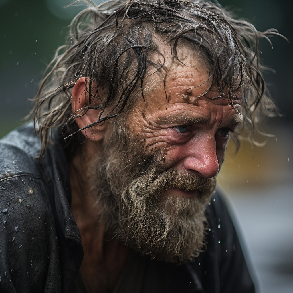 Distressed man in urban setting