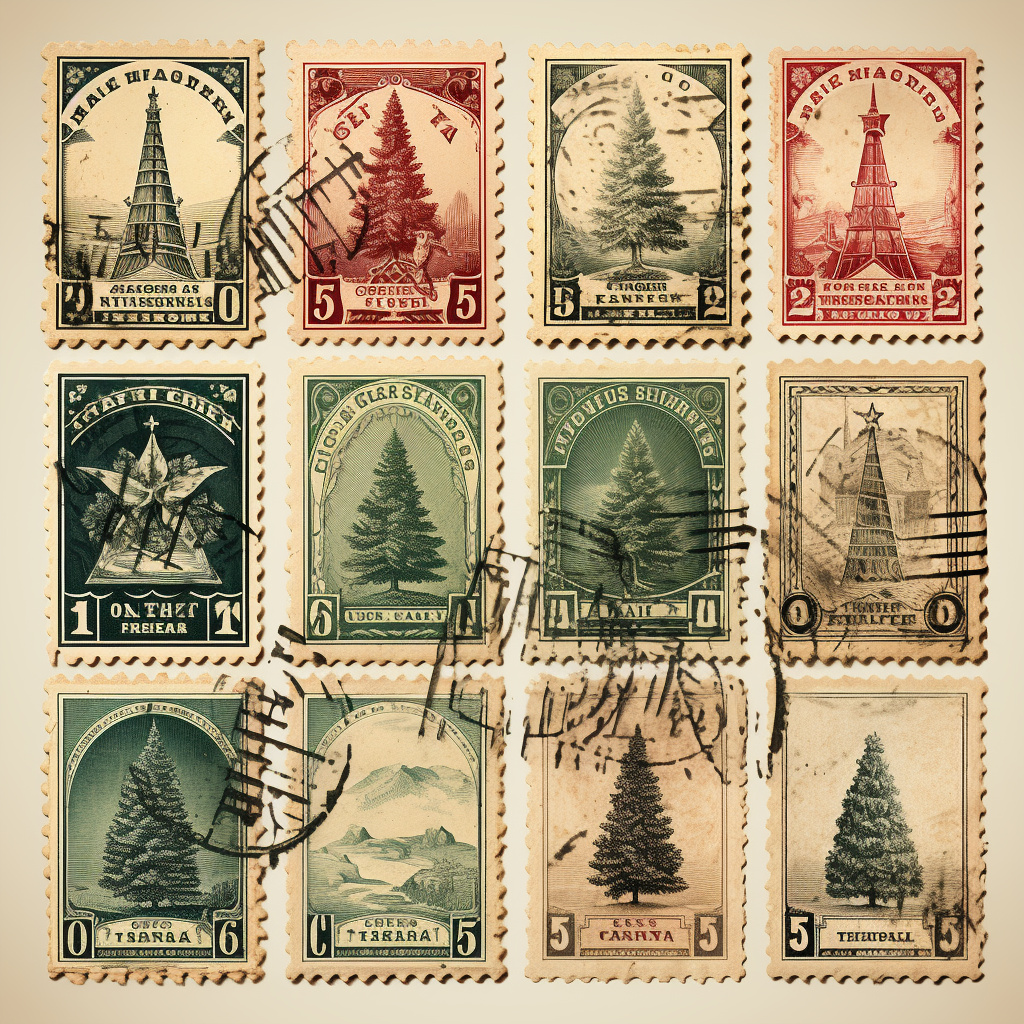 Distressed old stamps Christmas design