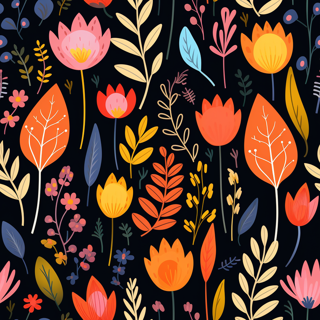 Colorful ditsy Matisse floral vector