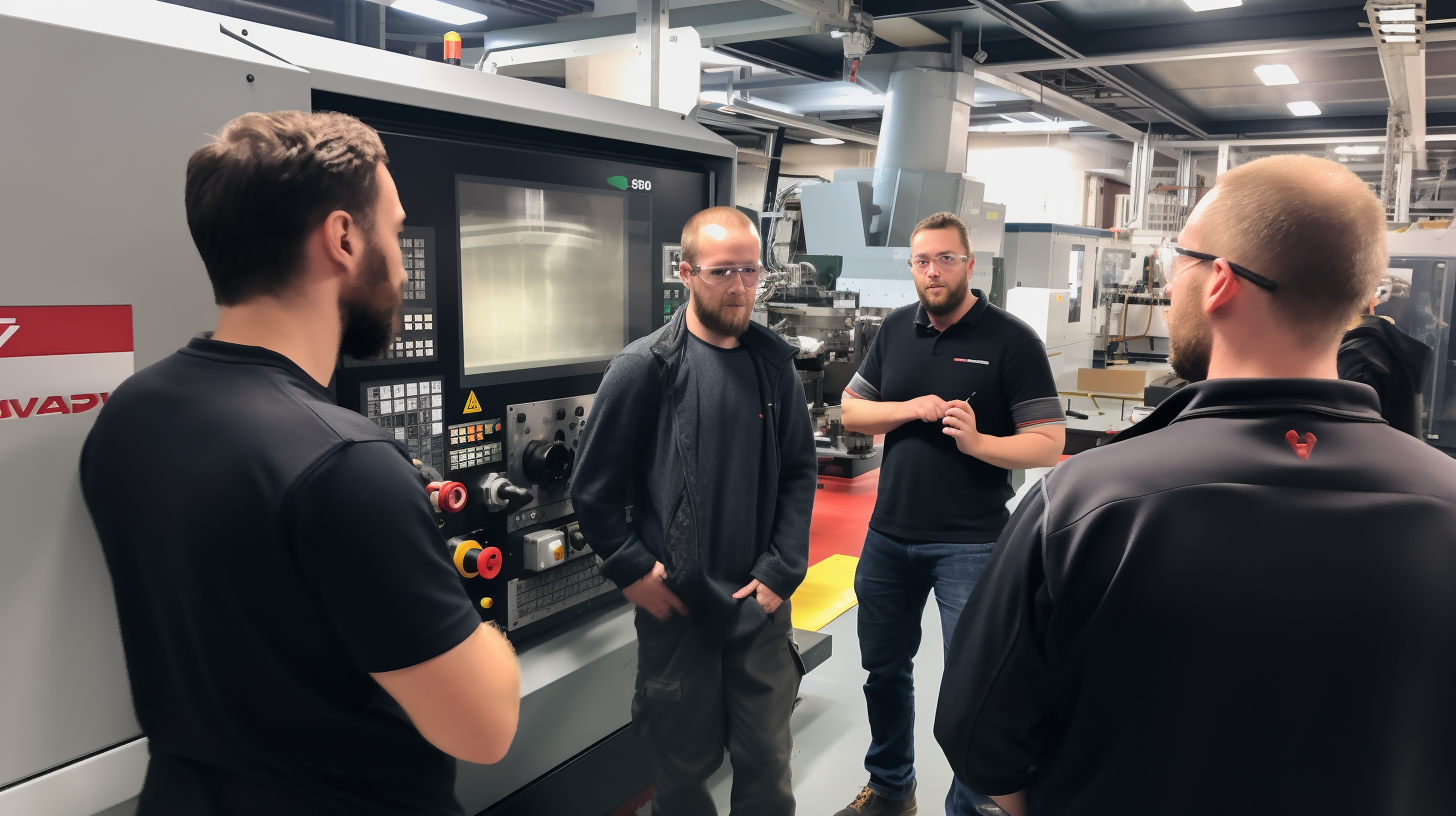 Diverse CNC Engineers Team in Hall