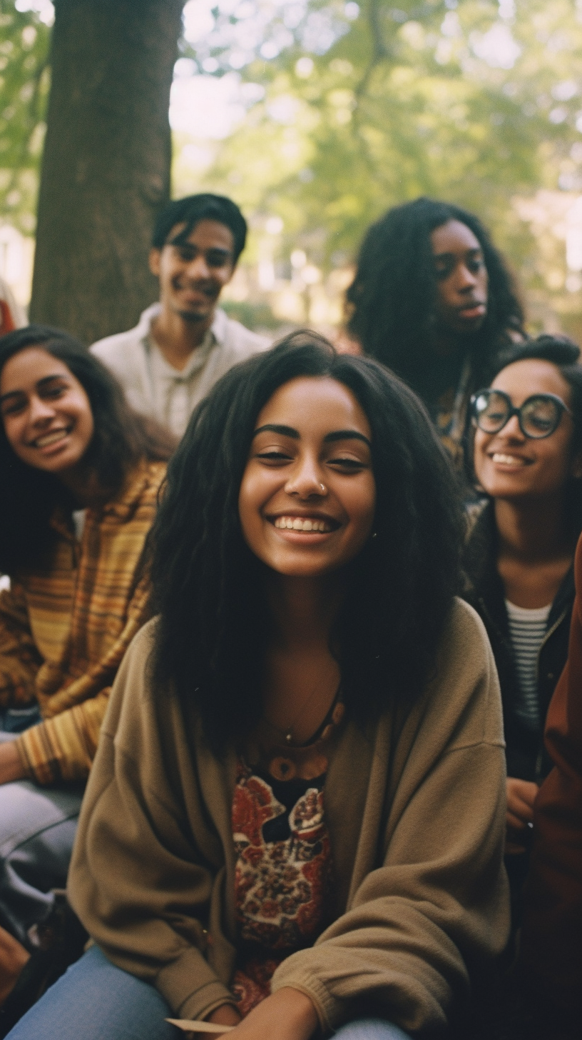 Happy diverse college students enjoying themselves