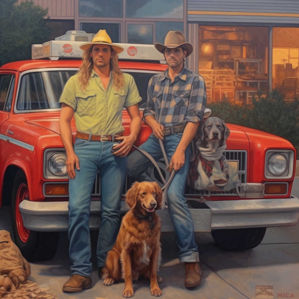 Group in Cowboy & Baseball Caps