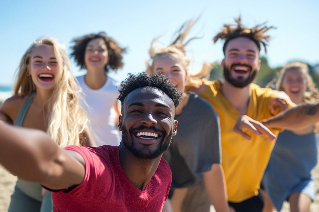 diverse group exercising outdoors