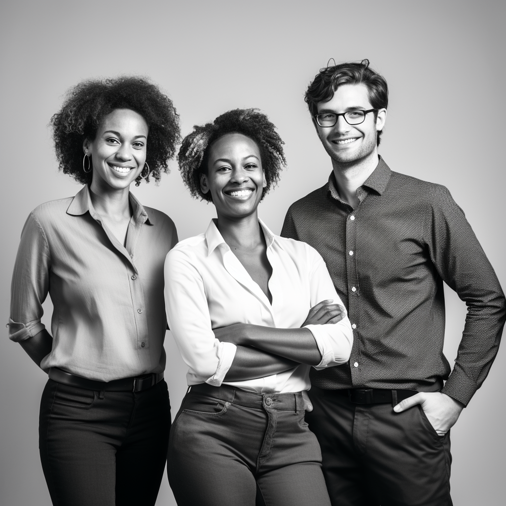 Smiling diverse startup founders team