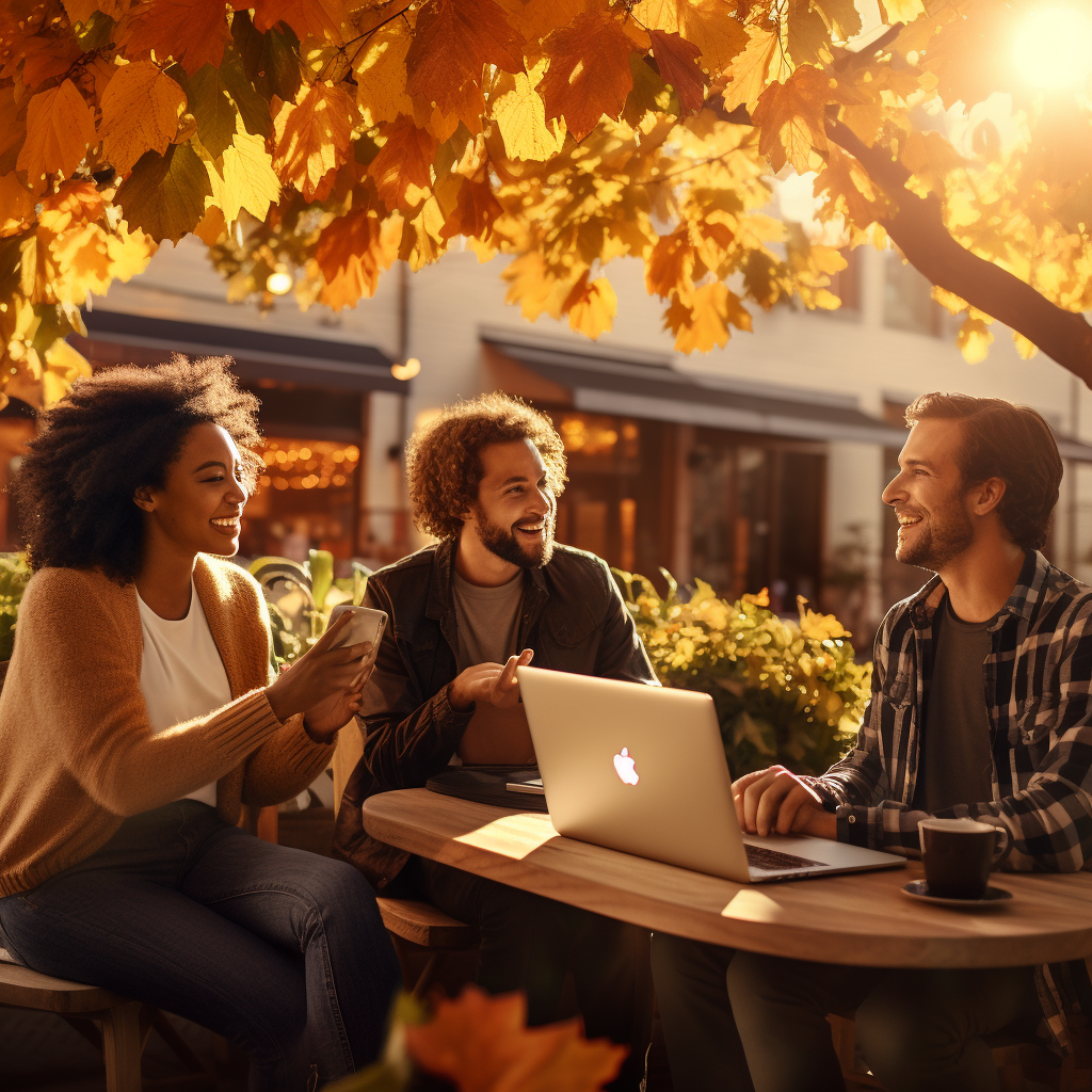 Diverse Startup Founders Laughing under Arbor Tree