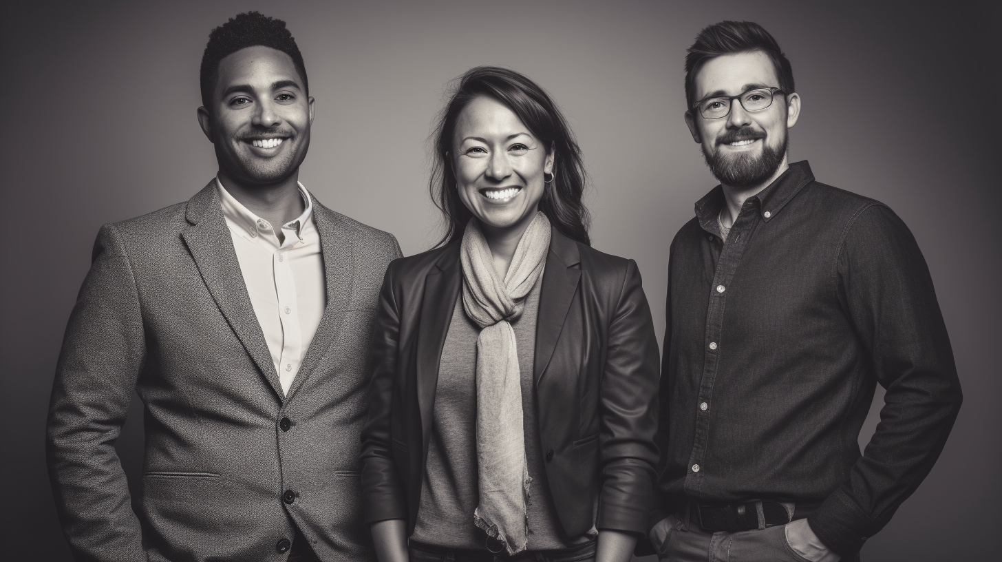 Smiling diverse startup founders team