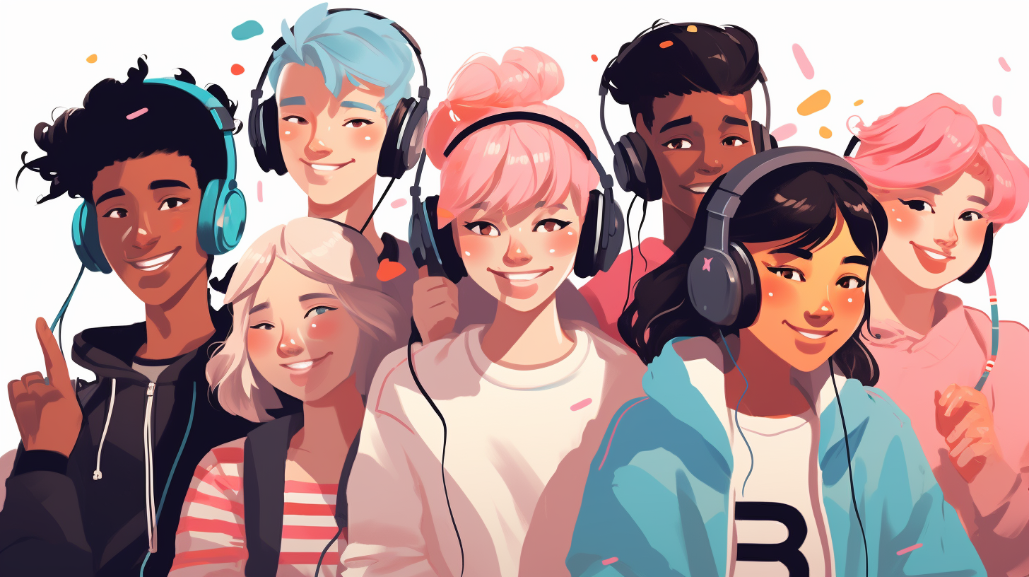 Illustration of diverse teenager gamers