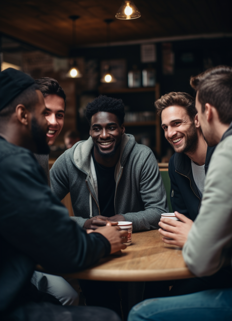 Young men engaged in round table discussions