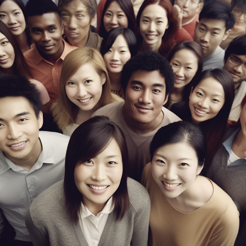 Group of diverse genomic population looking at camera